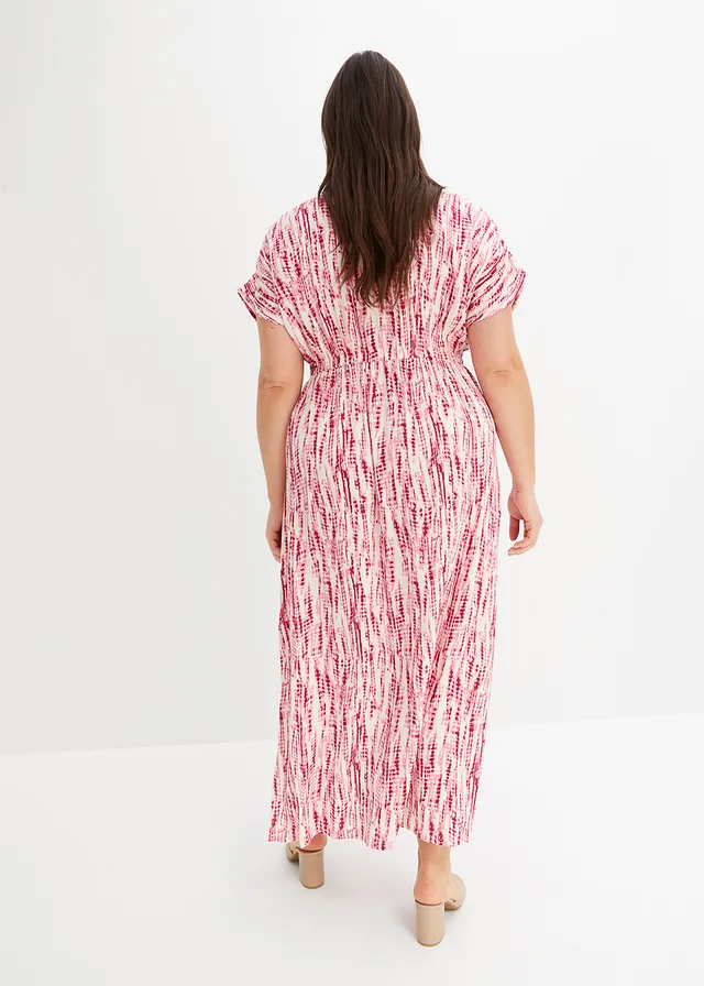 Robe longue à imprimé batik, Couleur: violet/écru imprimé