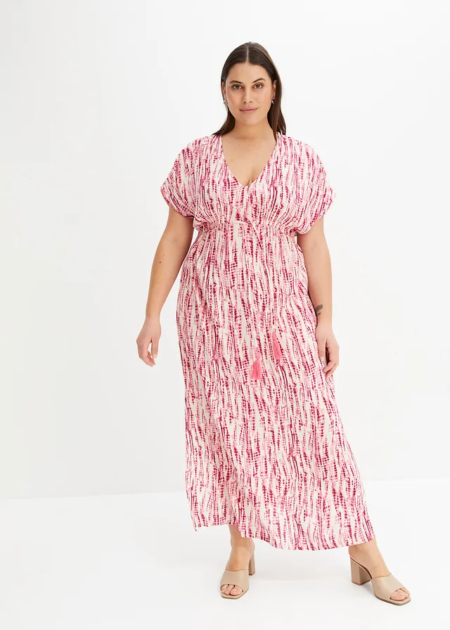 Robe longue à imprimé batik, Couleur: violet/écru imprimé