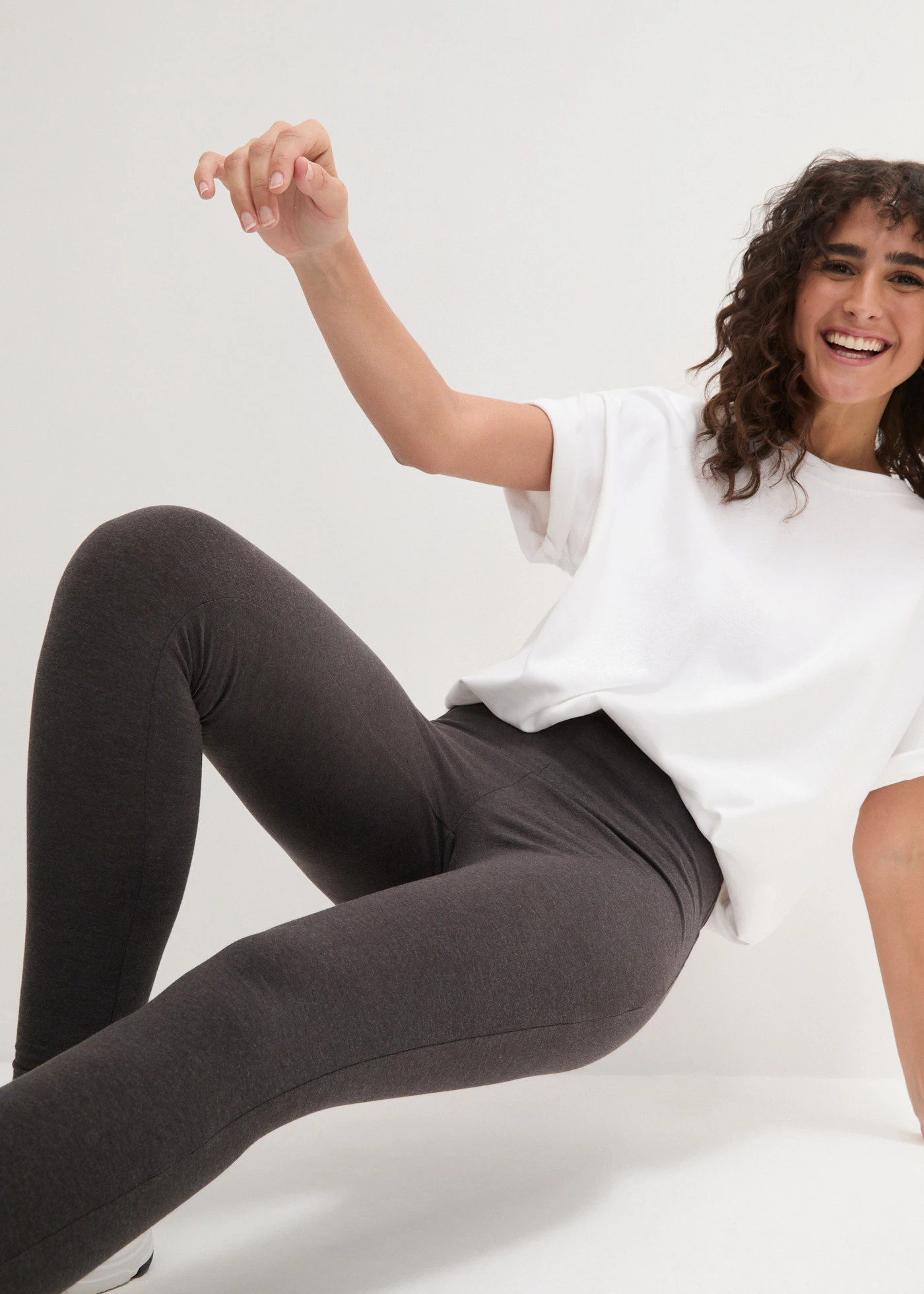 Legginsy (2 pary) • antracytowy melanż - czarny • sklep bonprix