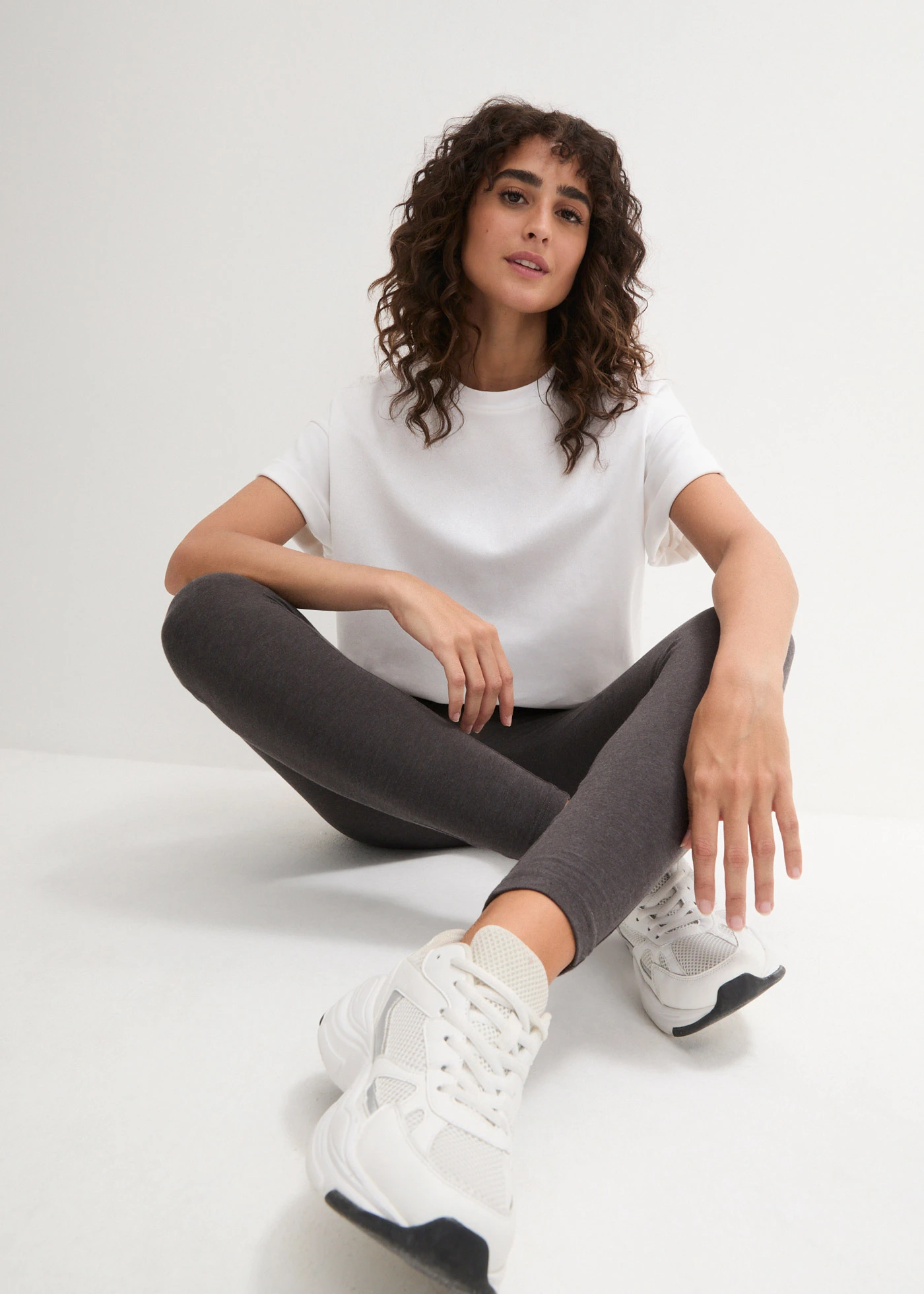 Legging (2 db-os csomag) • antracitszürke melírozott+fekete • bonprix áruház