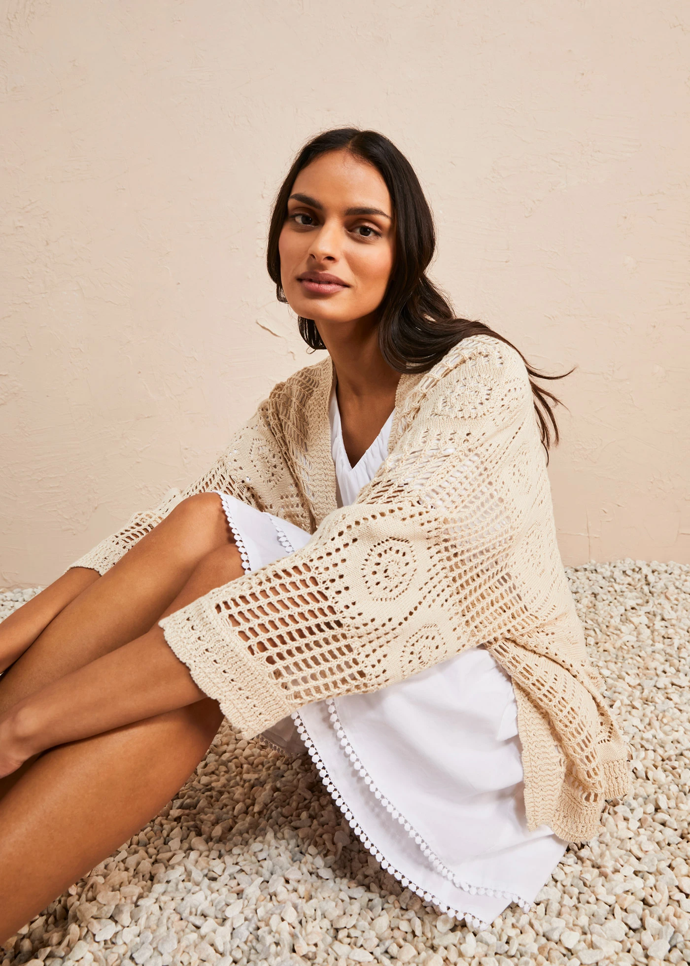 Vest in gehaakte look • kiezelgrijs • bonprix online shop