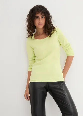T-shirt manches longues 100% coton, Couleur: vert menthe