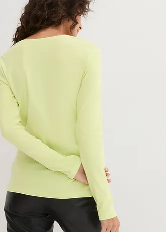 T-shirt manches longues en coton à col rond • vert menthe • Boutique bonprix