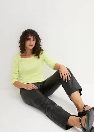 T-shirt manches longues en coton à col rond • vert menthe • Boutique bonprix