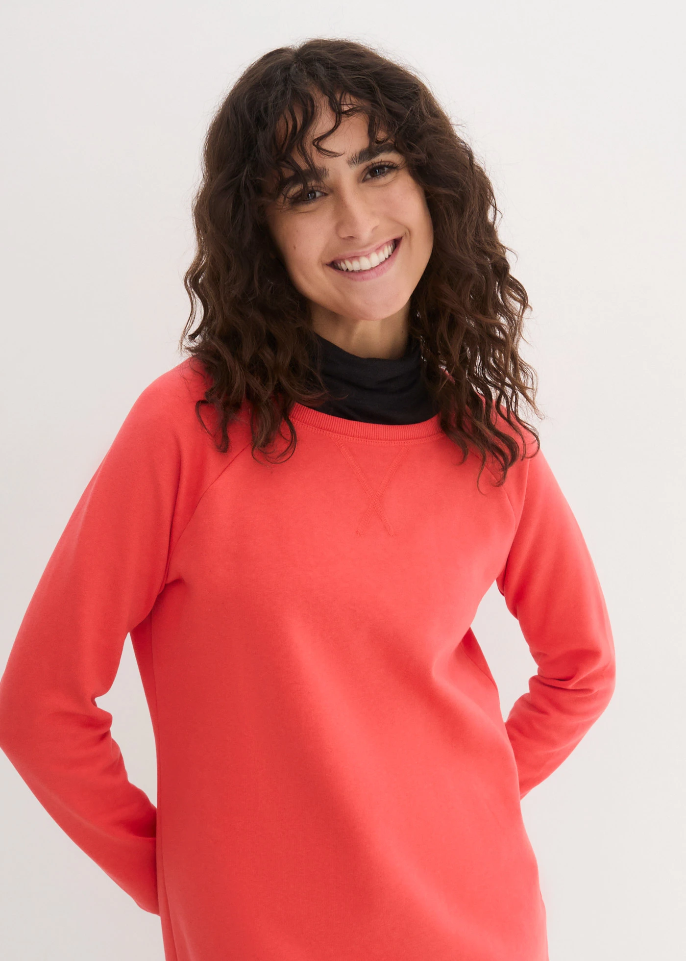 Sweatjurk met raglanmouwen • kreeftrood • bonprix online shop