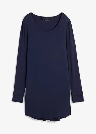 Dlouhé viskózové triko, dlouhý rukáv, barva: tmavě modrá