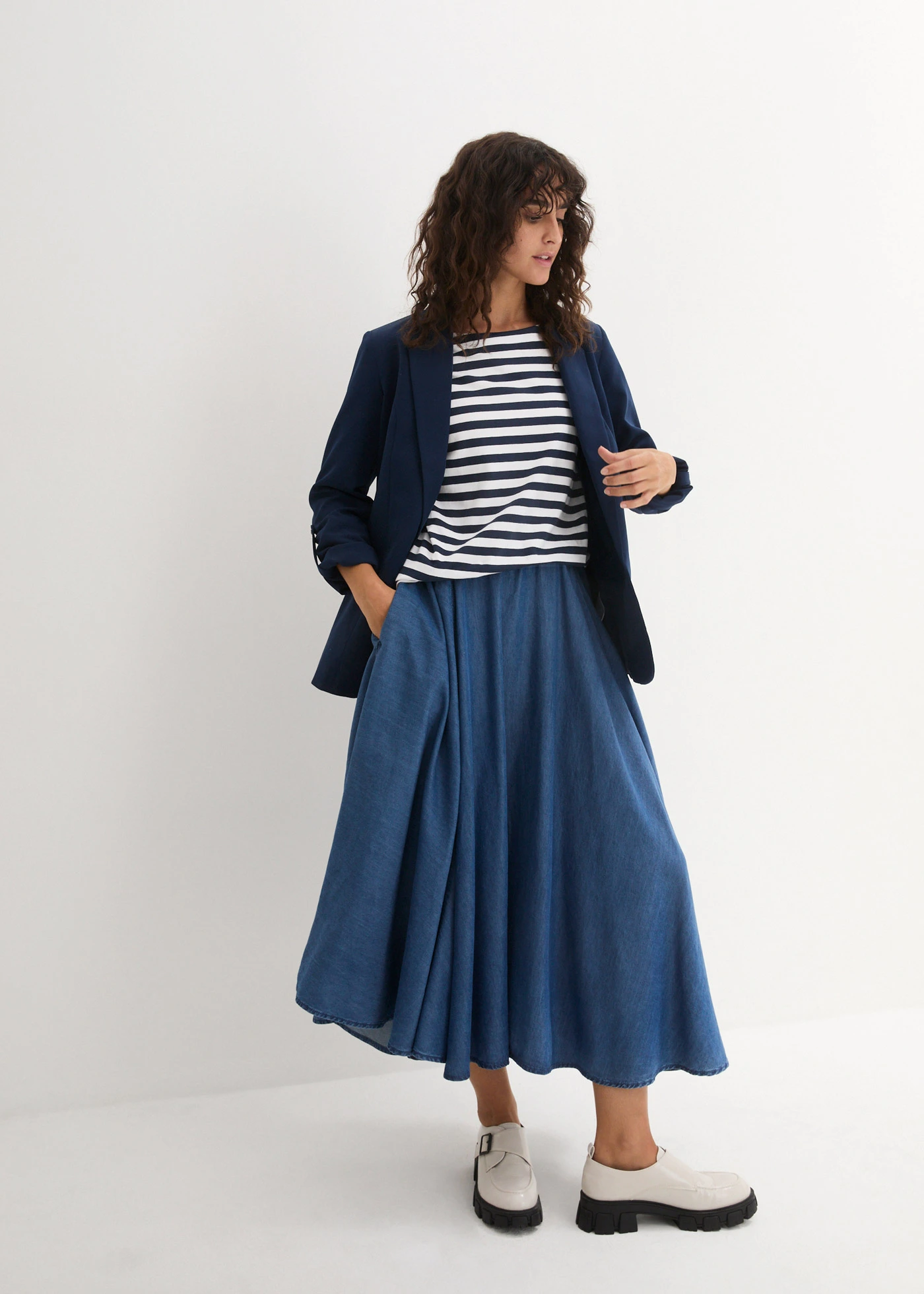 Shirt met boothals • wit-donkerblauw gestreept • bonprix online shop