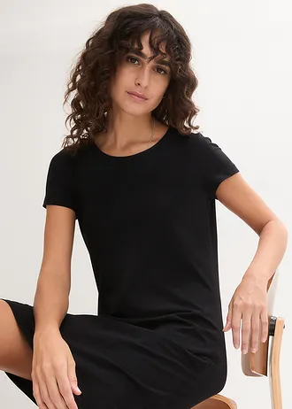 Žerzejové šaty s organickou bavlnou se strečem • černá • bonprix obchod