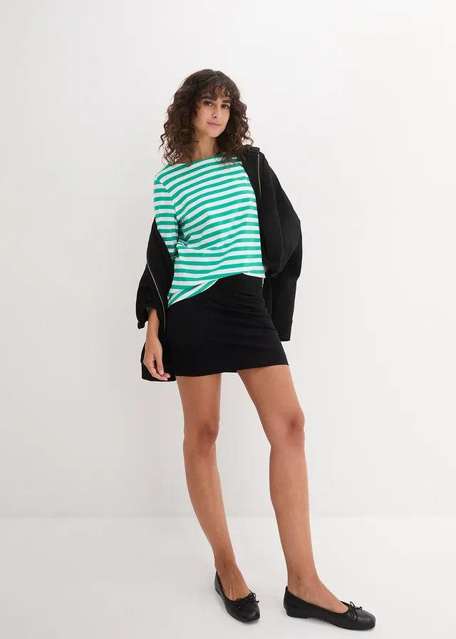 Lot de 2 jupes en jersey coton extensible, Couleur: noir + noir