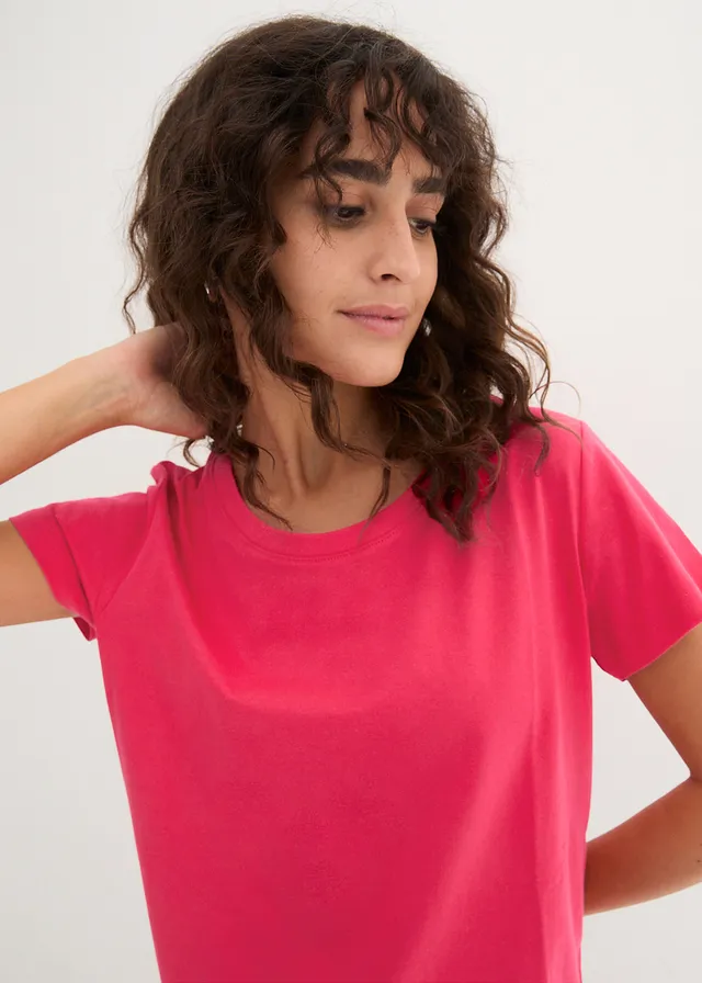 Lot de 5 T-shirts col rond • rose hibiscus + gris clair chiné + blanc + bleu foncé + noir • product-page.page-title-suffix