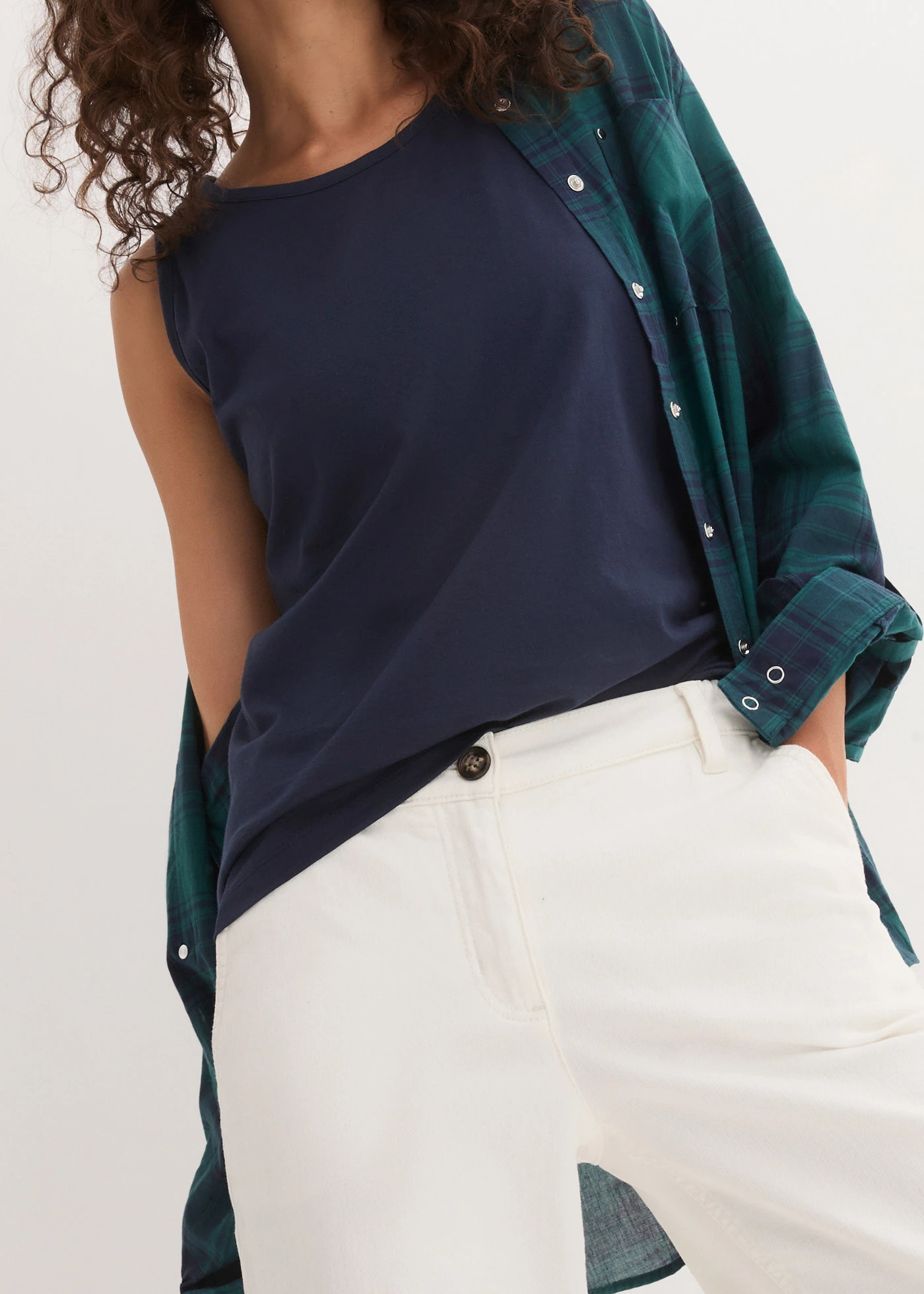 Katoenen longtop (set van 5) • hibiscuspink+lichtgrijs gemêleerd+wit+zwart+donkerblauw • bonprix online shop