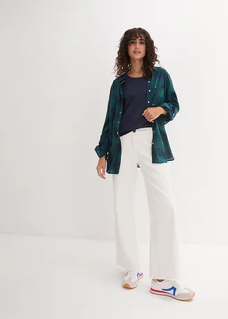 Katoenen longtop (set van 5) • hibiscuspink+lichtgrijs gemêleerd+wit+zwart+donkerblauw • bonprix online shop