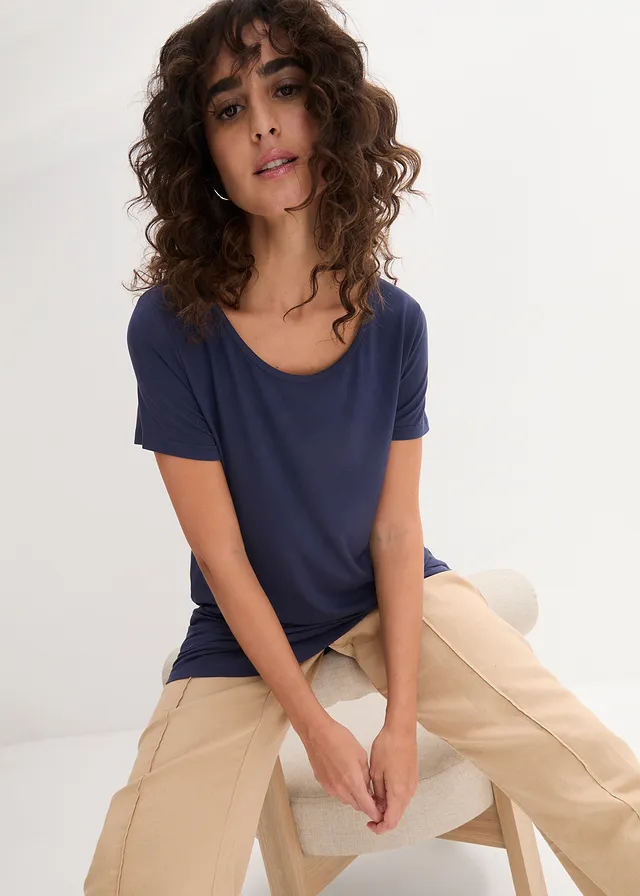 T-shirt long en viscose douce • bleu foncé • product-page.page-title-suffix