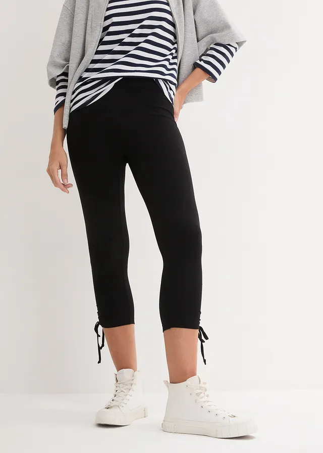 Capri legging met plooitjes (set van 2) • wit+zwart • bonprix online shop
