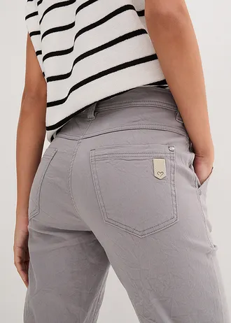 Strečové kalhoty s Crash efektem, 3/4 délka • šedá • bonprix obchod