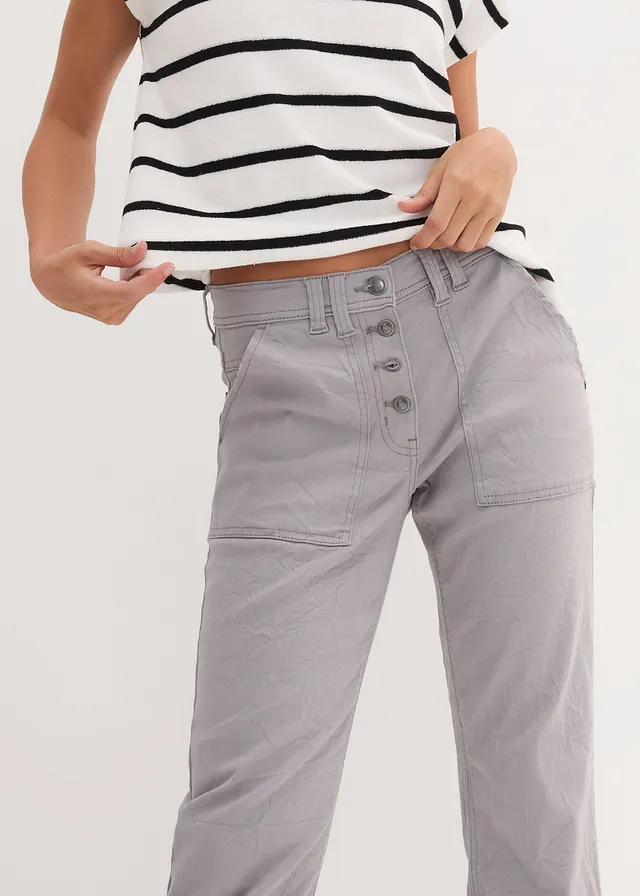3/4 stretch broek met crashed effect • grijs • product-page.page-title-suffix