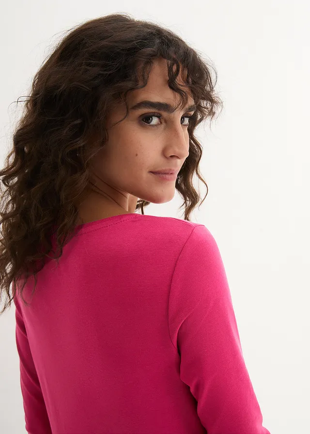 Longsleeve van biologisch katoen • bessenrood • bonprix online shop