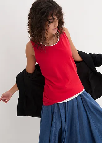 Długi top (5 sztuk) • truskawkowy+biały+jasnoszary melanż+ciemnoniebieski+czarny • sklep bonprix