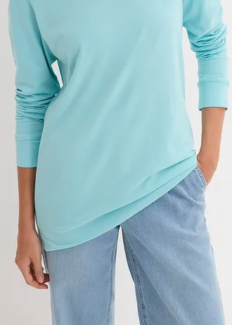Longshirt met ronde hals, lange mouw (set van 5) • kristalroze+pastelmint+mat aqua+rooklila+wit • bonprix online shop