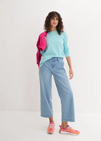 Longshirt met ronde hals, lange mouwen (set van 5), Kleur: kristalroze+pastelmint+mat aqua+rooklila+wit