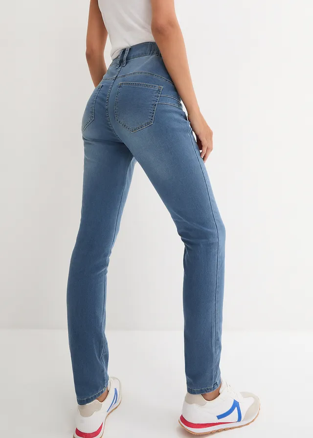 Slim Fit szuper sztrecccsfarmer, High Waist, szín: kék denim, használt hatású