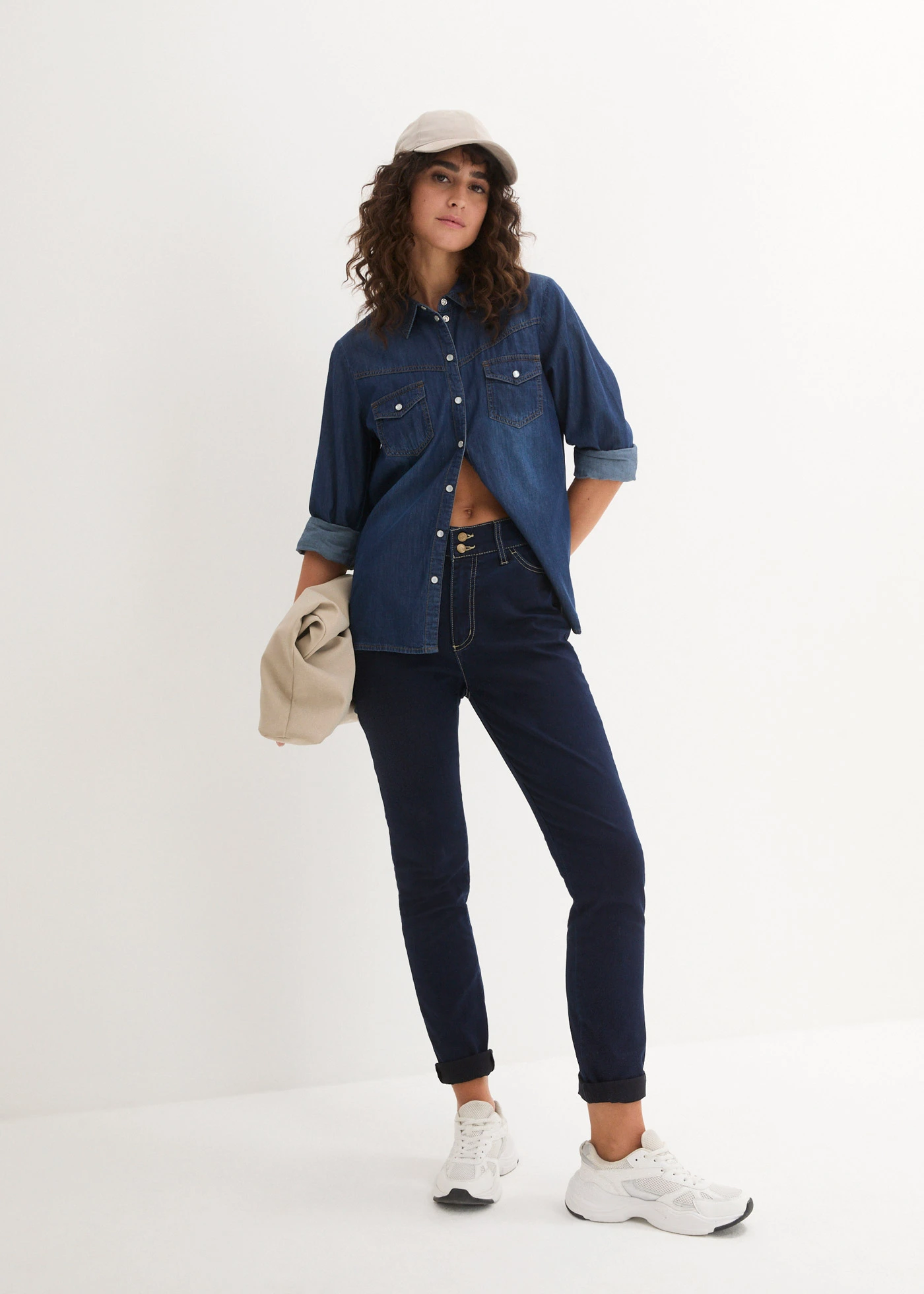 Slim fit jeans high waist, super stretch • dark denim • bonprix online shop