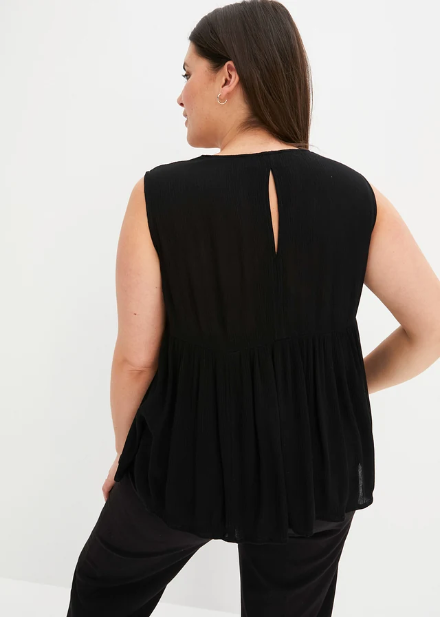 Blouse sans manches en viscose fluide, Couleur: noir