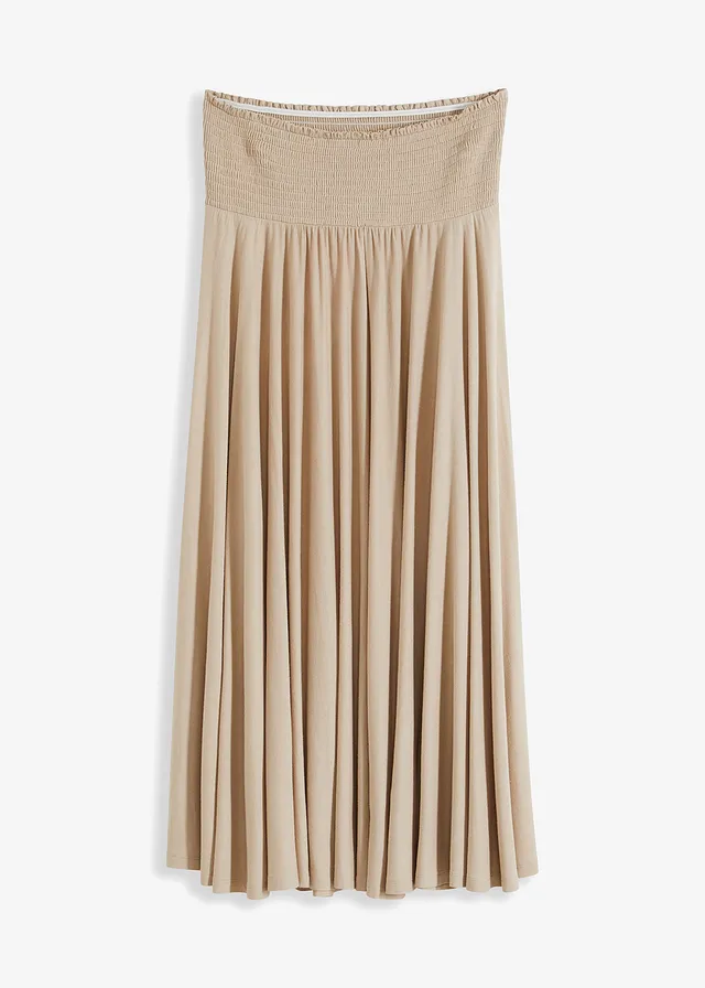 Jersey rok van soepele viscose, Kleur: sand