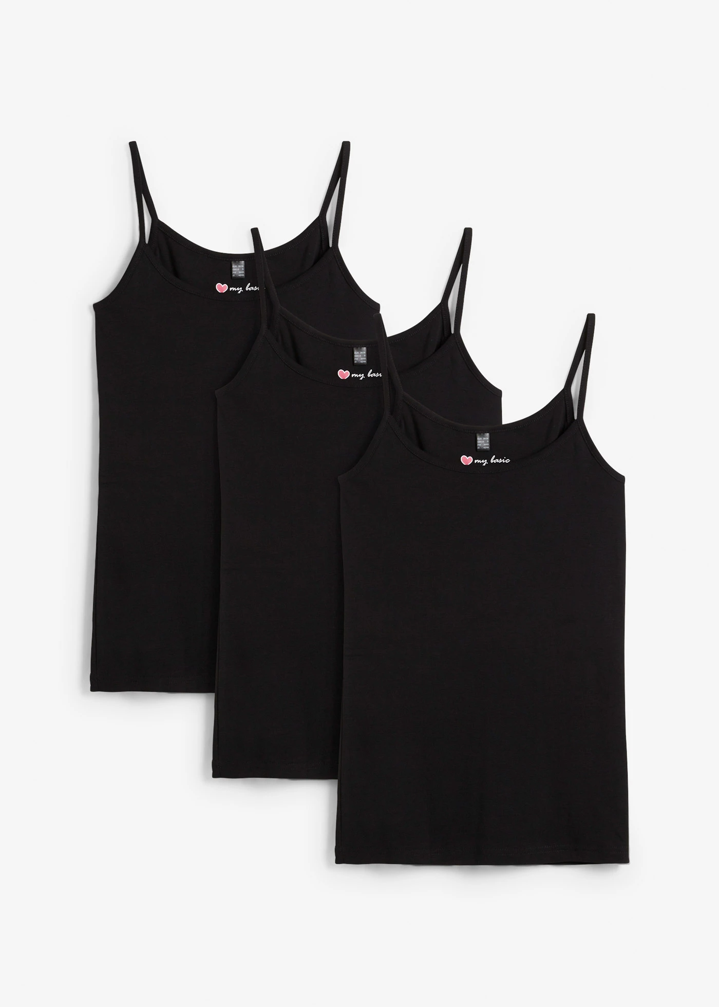 Top met spaghettibandjes (set van 3) • zwart+zwart+zwart • bonprix online shop