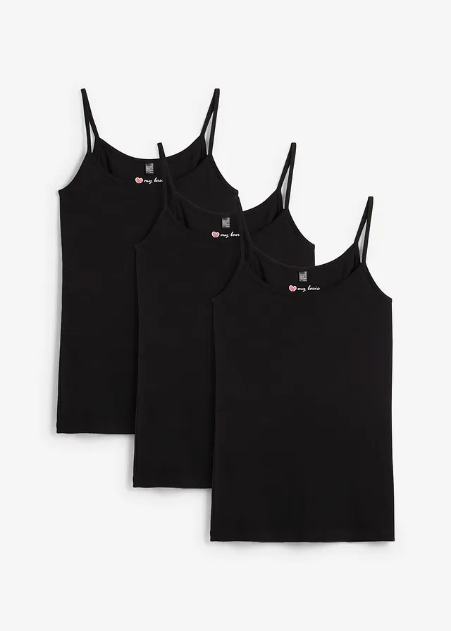 Top met spaghettibandjes (set van 3) • zwart+zwart+zwart • bonprix online shop