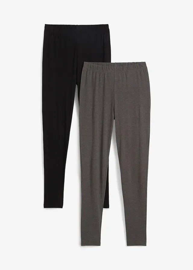 Legging (set van 2) • antraciet gemêleerd+zwart • bonprix online shop