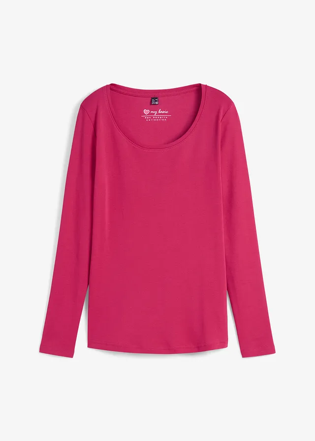 T-shirt manches longues 100% coton, Couleur: framboise