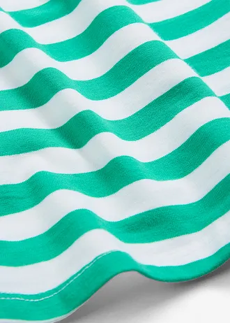 Tričko s lodičkovým výstrihom • jadeitovo zelená-biela pásikovaná • obchod bonprix