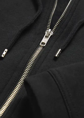 Dlouhá mikina s kapsami na zip • černá • bonprix obchod