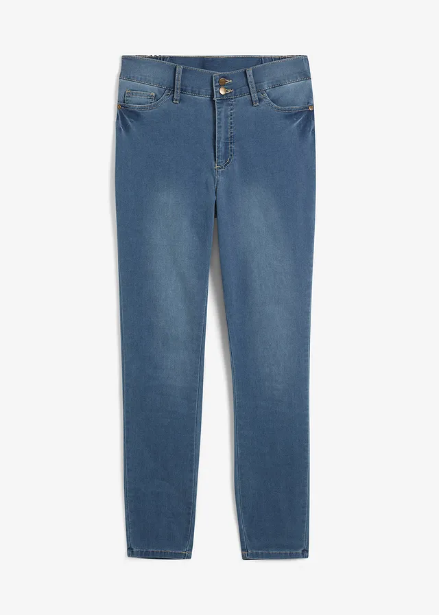 Slim Fit szuper sztrecccsfarmer, High Waist, szín: kék denim, használt hatású