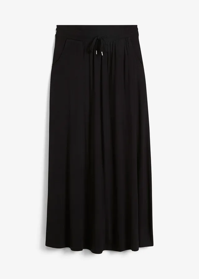 Jersey rok van een viscose-mix, Kleur: zwart