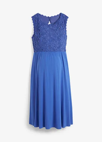 Zwangerschapsjurk met kant en elastische rug • blauw • bonprix online shop