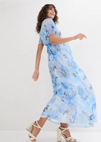 Maxi těhotenské šaty z něžné síťoviny • světle modrá s květy • bonprix obchod