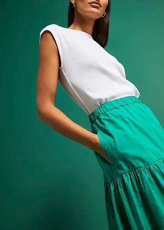 Fustă midi din bumbac 100% cu broderie spartă • verde-mentă • magazin bonprix