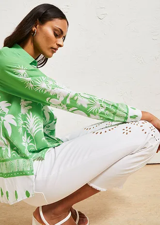 Blouse van soepele viscose • meigroen/wit gedessineerd • bonprix online shop