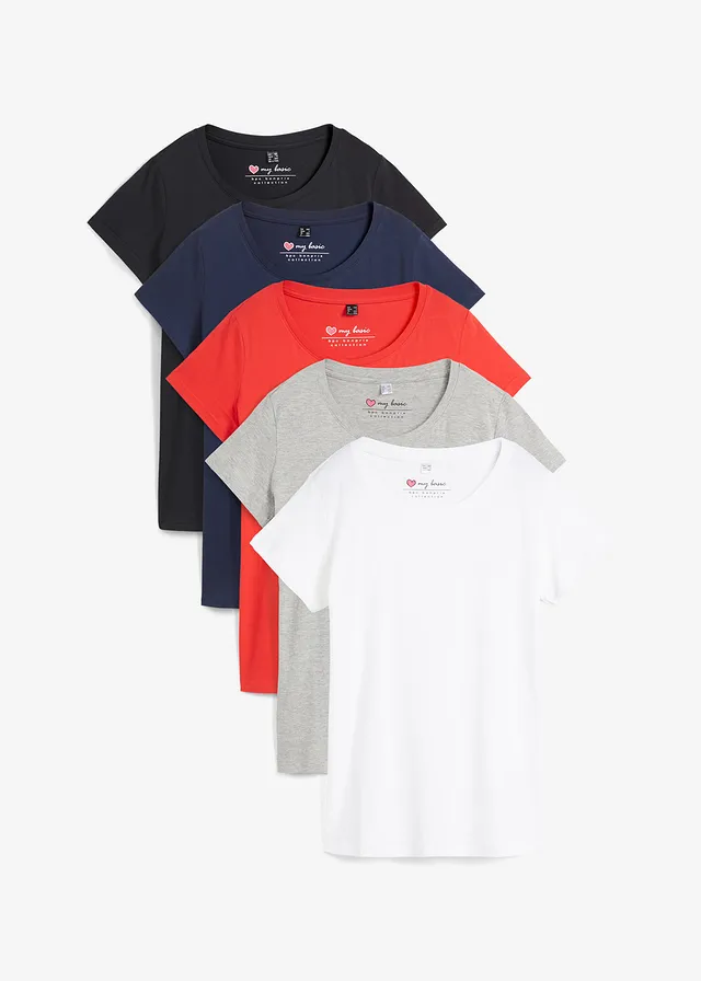 Shirt met ronde hals (set van 5)