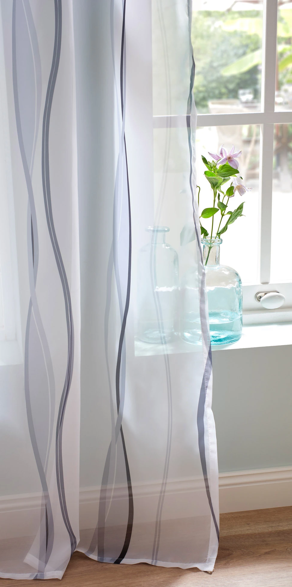 Voilage imprimé vagues (1 pce) • argenté-blanc • Boutique bonprix