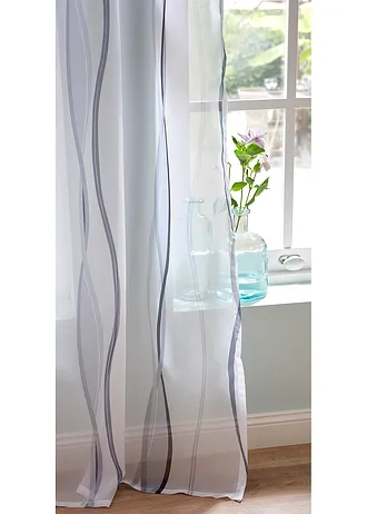 Firana we wzór w fale (1 szt.) • srebrny biały • sklep bonprix