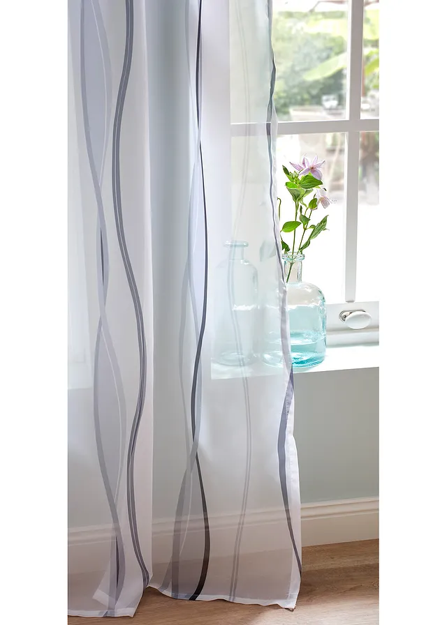 Voilage fin et transparent (1 pce) • argenté/blanc • Boutique bonprix