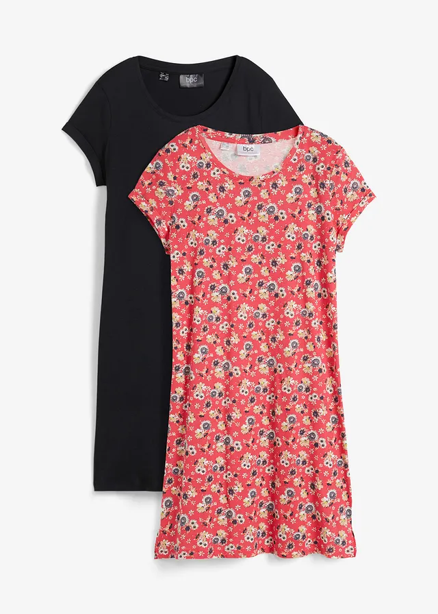 Úpletové šaty s bočnými rozparkami, z čistej bavlny (2 ks v balení)