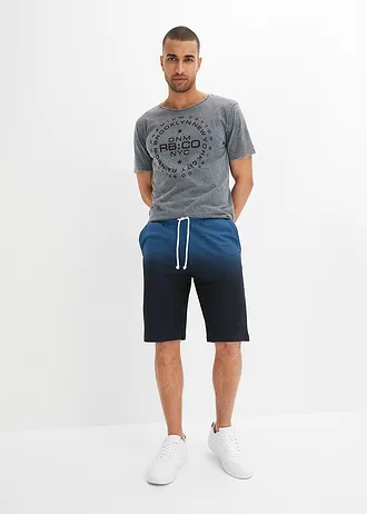 Bermuda sweat 100% coton, Couleur: pétrole-noir imprimé