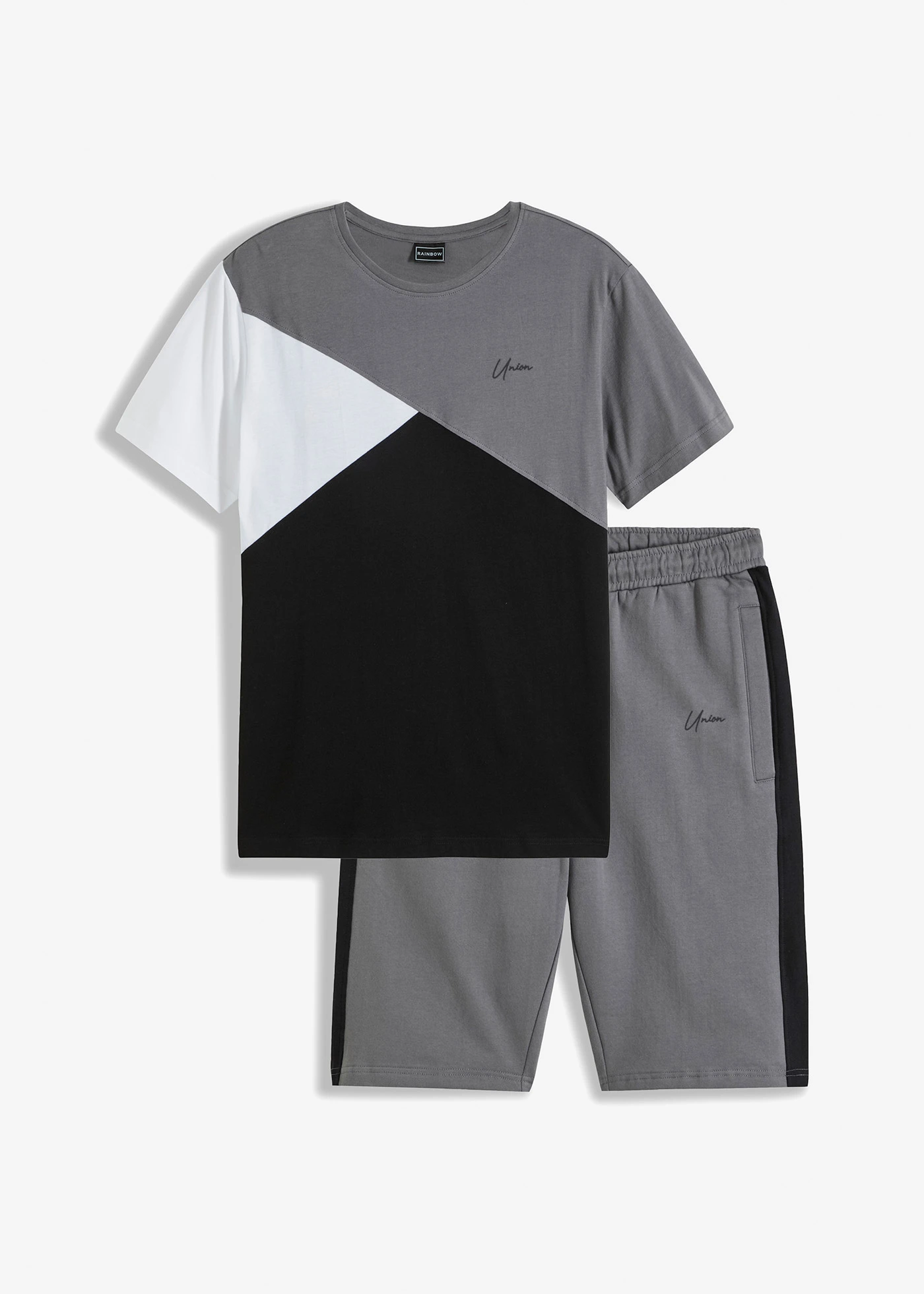 Tricou și bermude sport (set/ 2 piese) • gri fumuriu/alb/negru • magazin bonprix