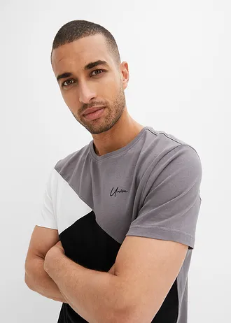 Tricou și bermude sport (set/ 2 piese) • gri fumuriu/alb/negru • magazin bonprix