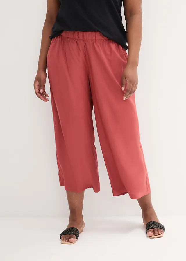 Pantalon large en viscose fluide, Couleur: brun marsala