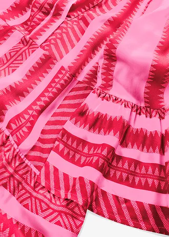 Maxi šaty ze splývavé viskózy • červeno-pink s potiskem • bonprix obchod